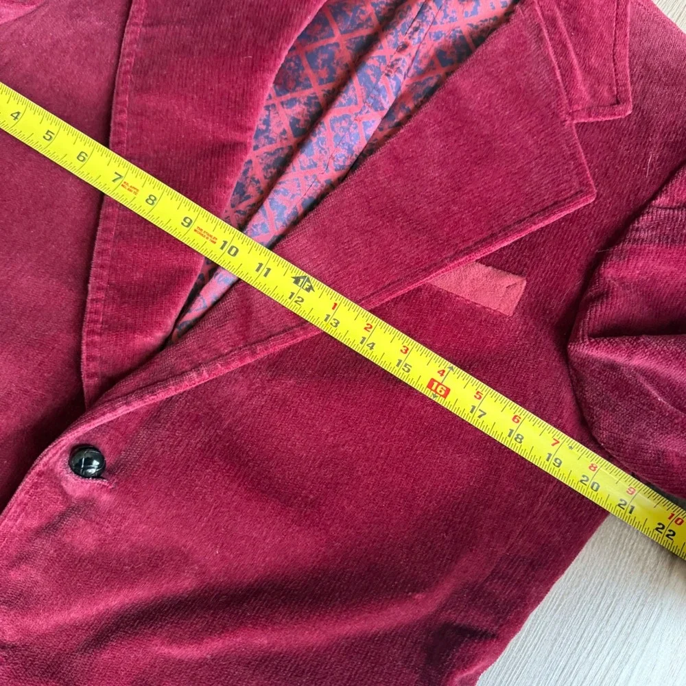 Vintage Sears The Mens Store Burgundy Corduroy Blazer Jacket 40L 70s Retro